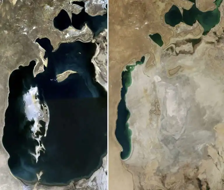 lago daral d'aral desertificato 