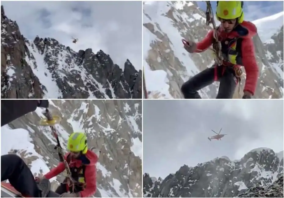 alpinisti cinesi bloccati sulla cresta del monte bianco