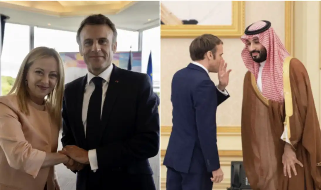 giorgia meloni emmanuel macron mohammed bon salman arabia saudita francia italia