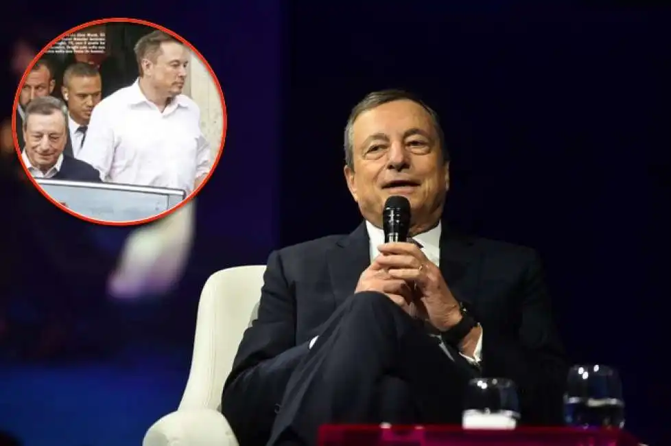 mario draghi al world economic forum 2023. elon musk 