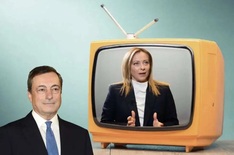 mario draghi giorgia meloni tv rai televisione 