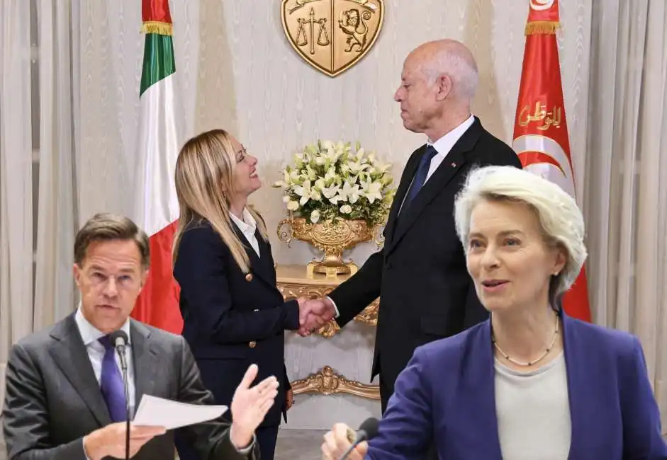 mark rutte ursula von der leyen kais saied giorgia meloni tunisia tunisi 