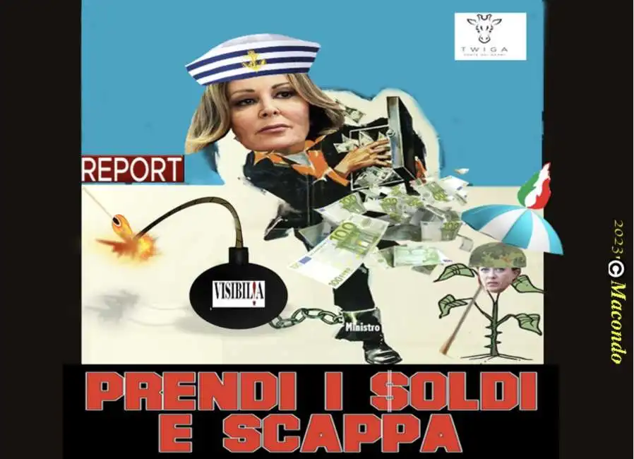 prendi i soldi e scappa - vignetta by macondo daniela santanche giorgia meloni santanche' 