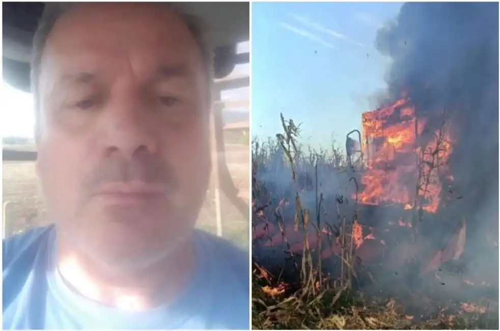 luigi guerriero trebbiatrice in fiamme cisterna di latina