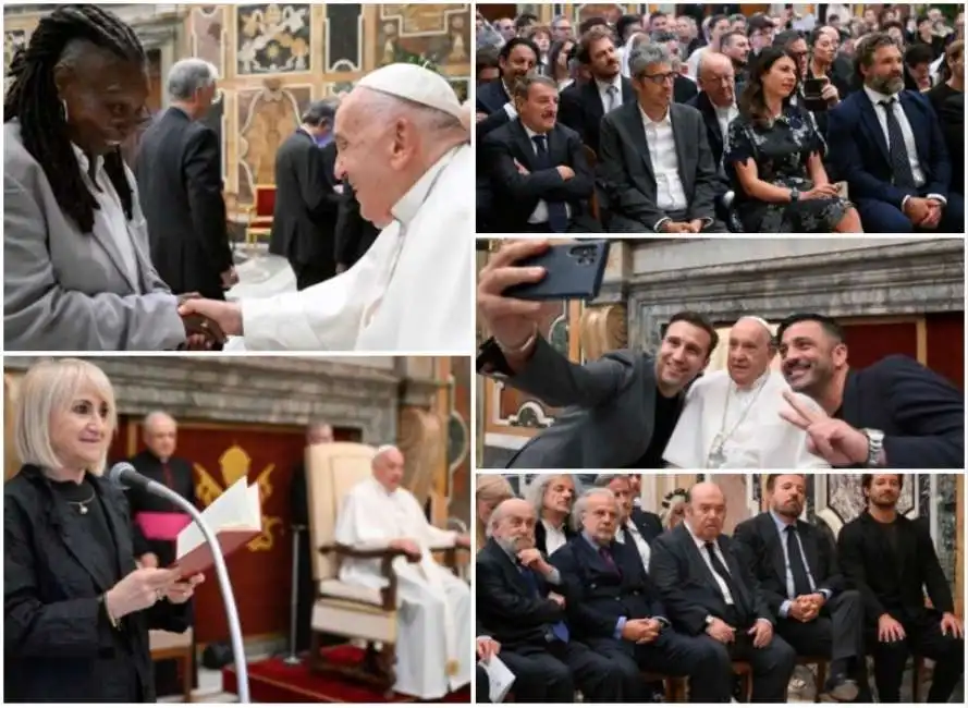 papa francesco incontra i comici in vaticano