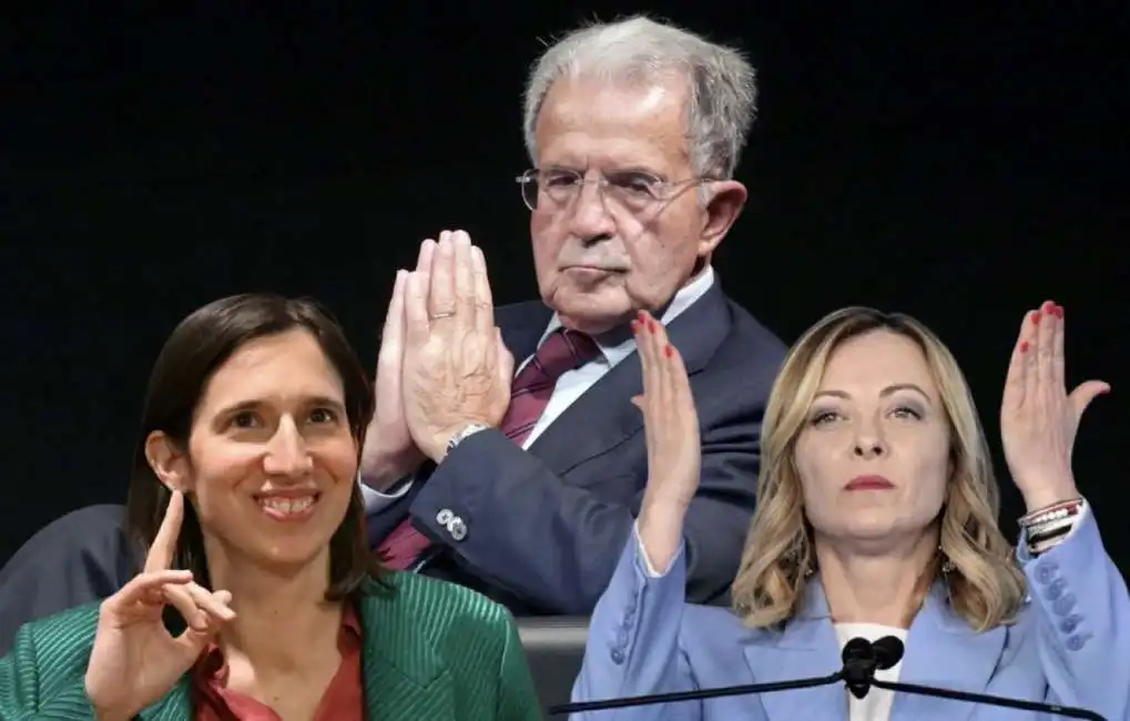 romano prodi giorgia meloni elly schlein