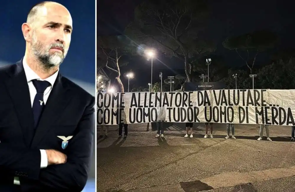 striscione dei tifosi della lazio contro igor tudor 