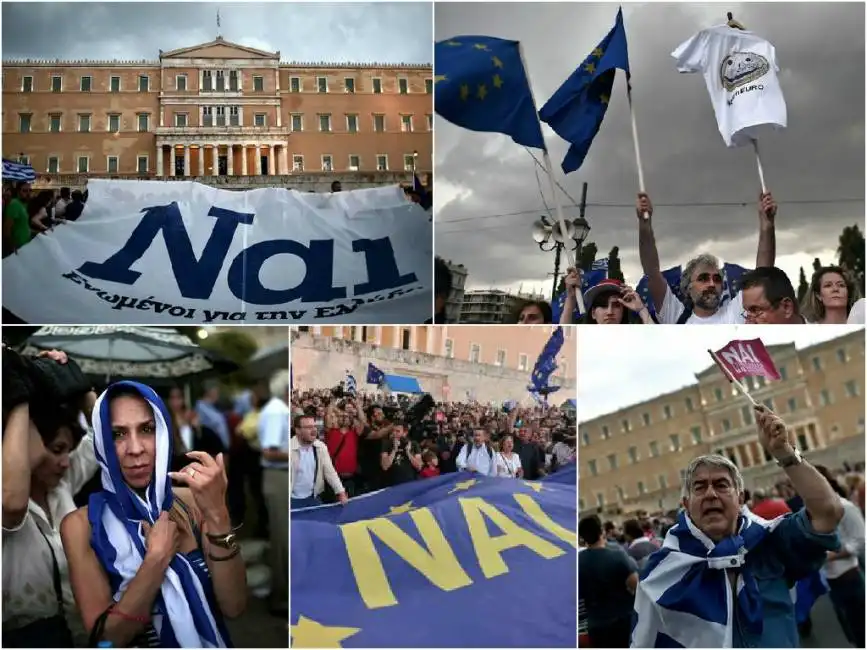 grecia - manifestanti che vogliono restare in europa 