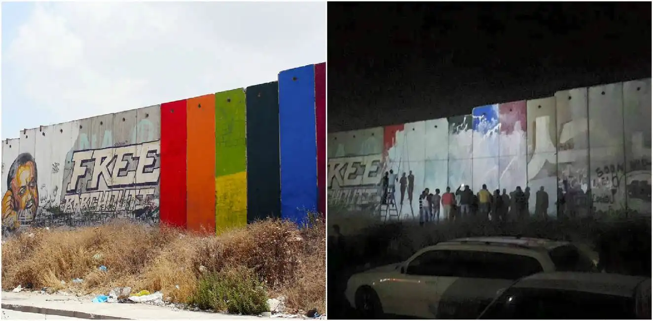 muro arcobaleno palestina west bank