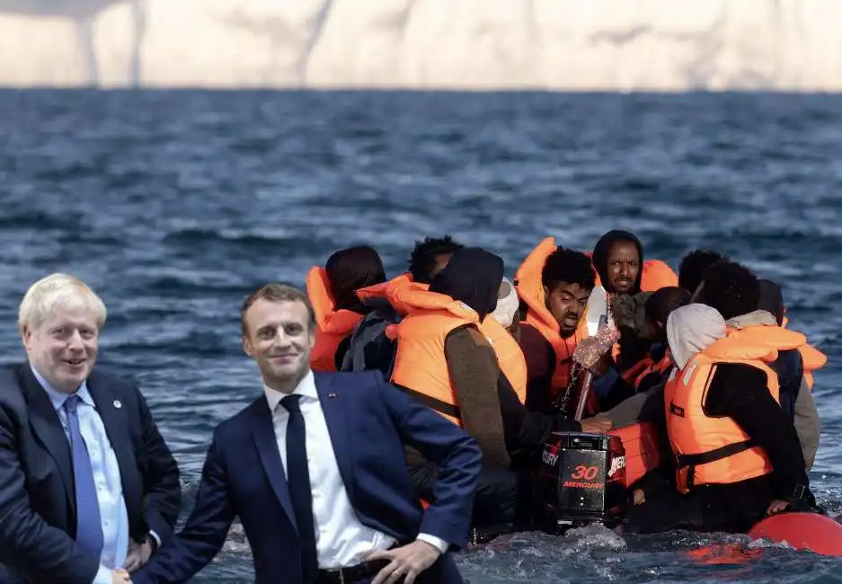 boris johnson emmanuel macron migranti 