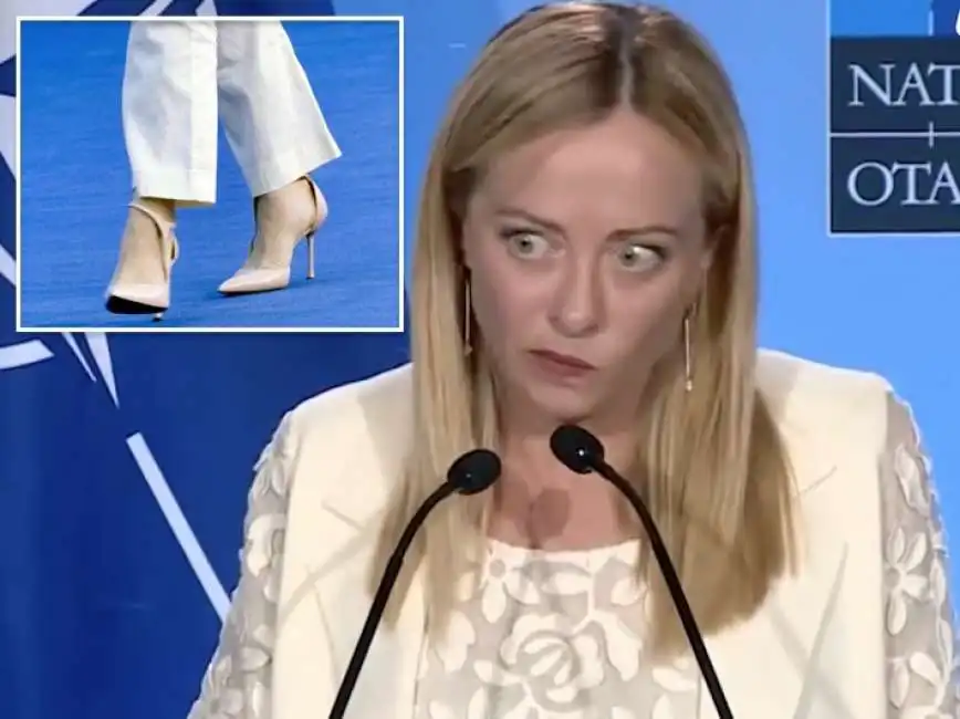 giorgia meloni vertice nato vilnius scarpe