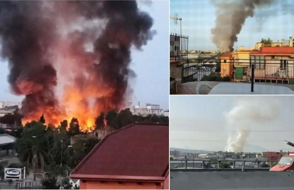 incendio al campo rom di barra napoli