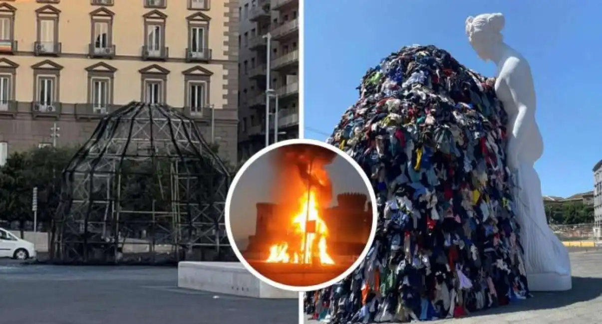 la venere degli stracci di michelangelo pistoletto in fiamme a napoli 