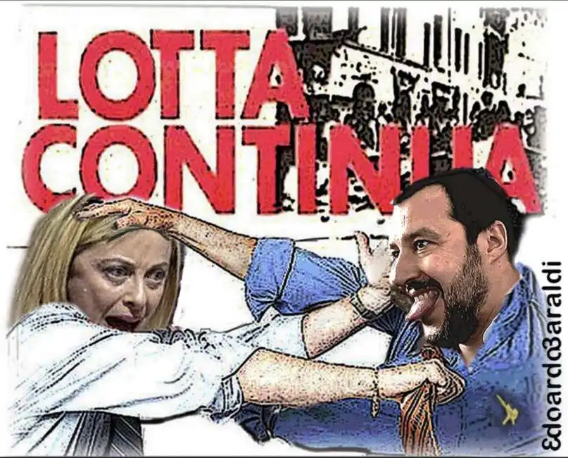 lotta continua - meme su giorgia meloni e matteo salvini by edoardo baraldi