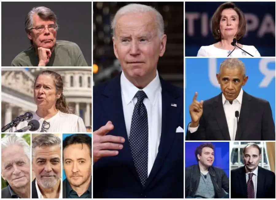 joe biden stephen king abigail disney michael douglas john cusack nancy pelosi barack obama george clooney david axelrod jon lovett