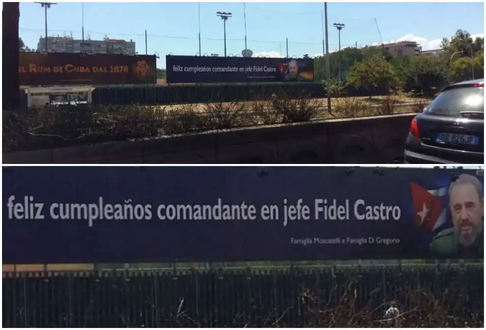 striscione di auguri a fidel castro a roma