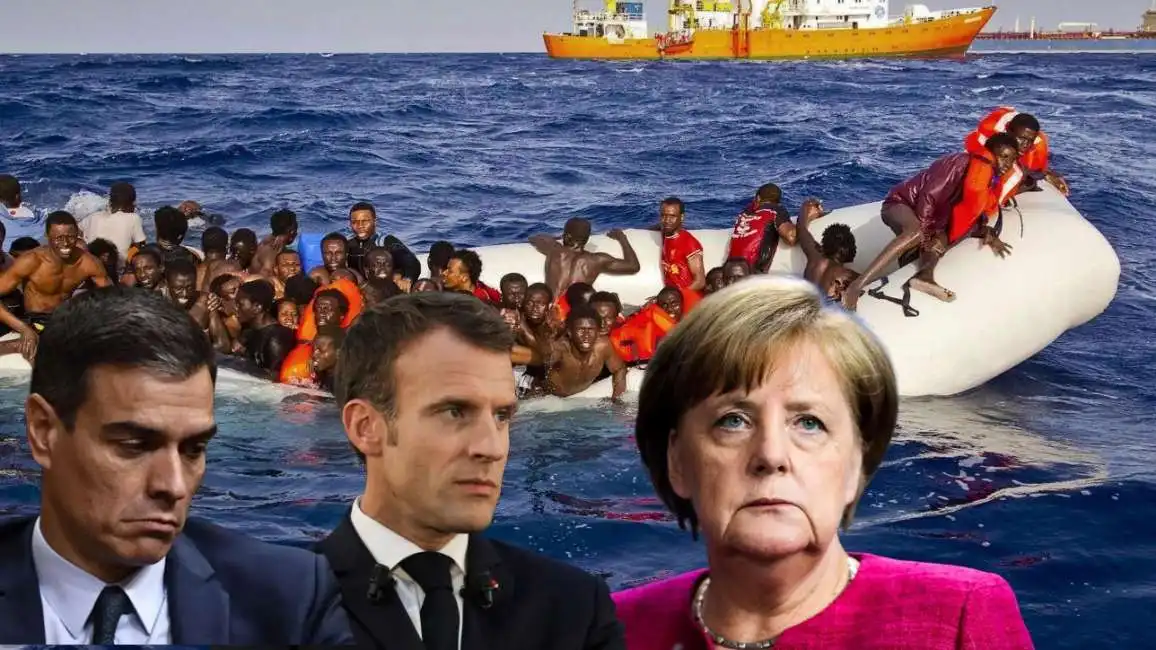 angela merkel pedro sanchez emmanuel macron migranti