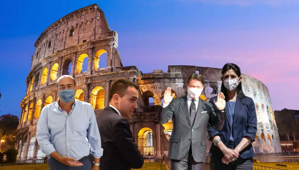 nicola zingaretti luigi di maio virginia raggi giuseppe conte roma colosseo