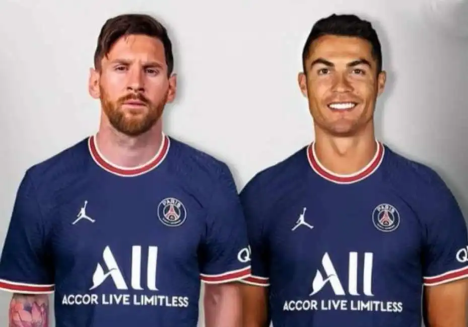 lionel messi e cristiano ronaldo in maglia psg