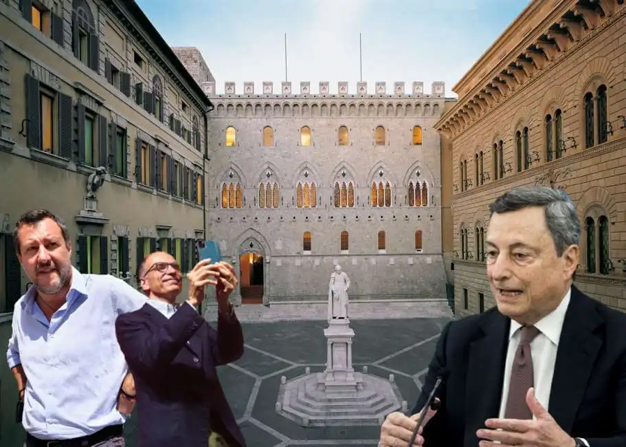 monte paschi di siena enrico letta matteo salvini mario draghi