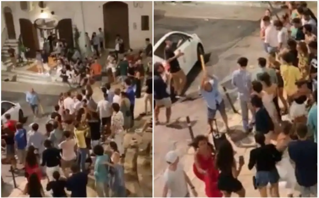 movida selvaggia a ostuni - scende con un mazza e distrugge stereo