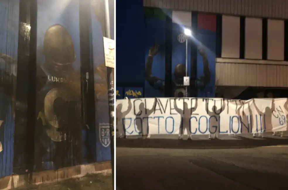 murale lukaku imbrattato