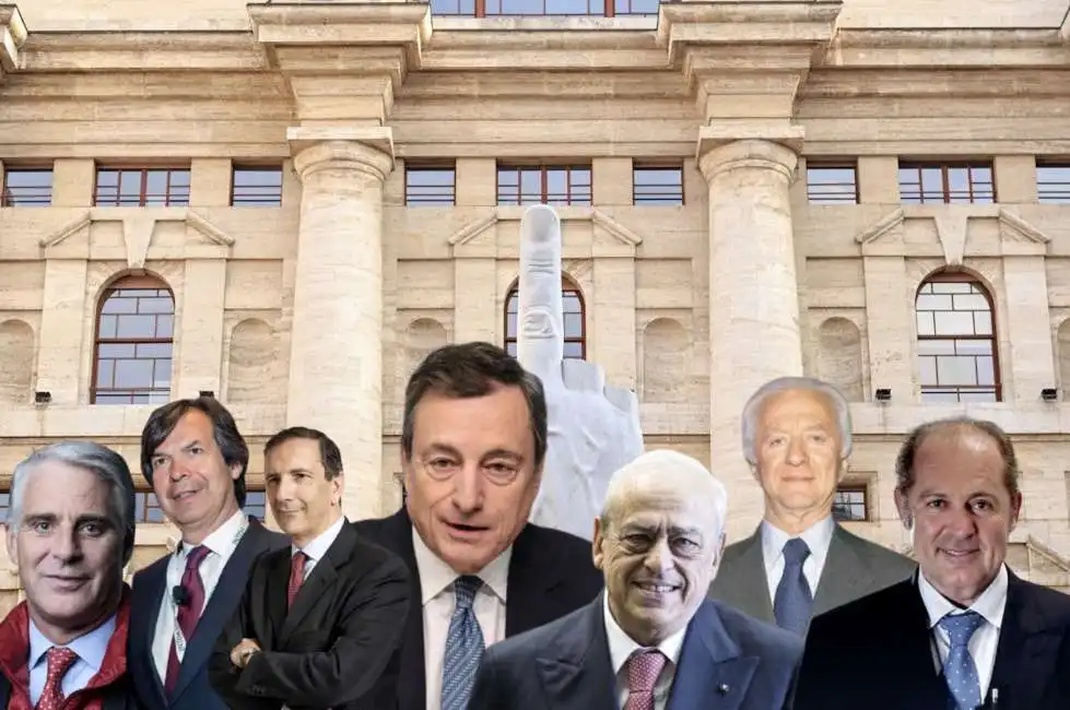 piazza affari carlo messina andrea orcel luigi gubitosi mario draghi caltagirone leonardo del vecchio philippe donnet