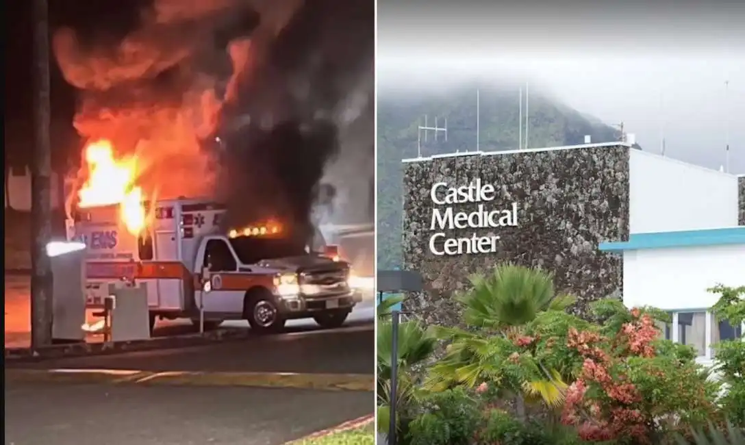 ambulanza prende fuoco davanti all ospedale di kailua nelle hawaii 