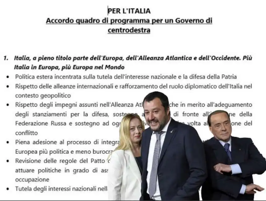 matteo salvini silvio berlusconi giorgia meloni programma per l'italia 