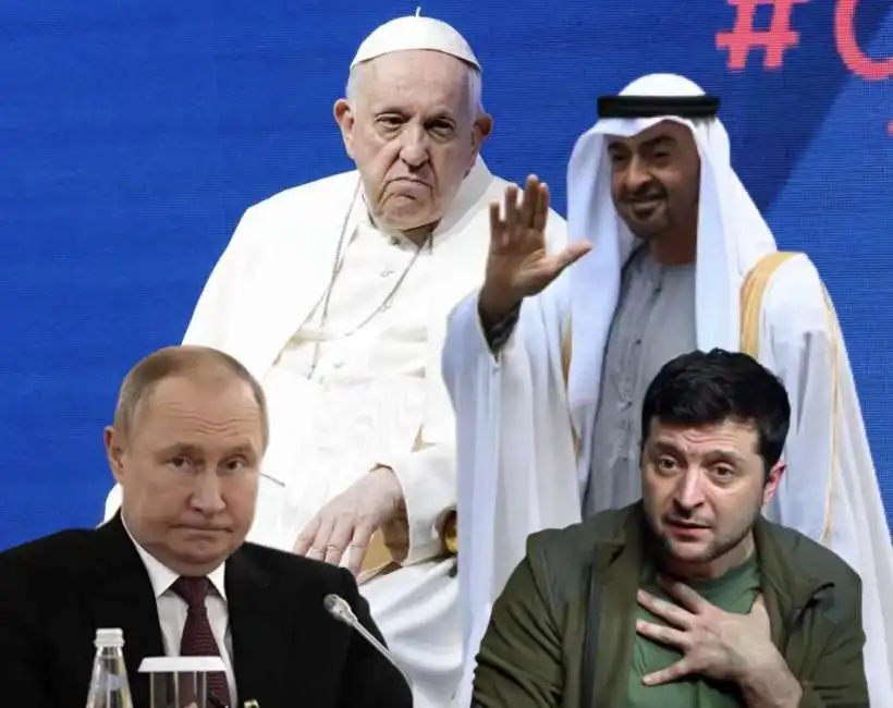 bergoglio papa francesco volodymyr zelensky vladimir putin mohammed bin zayed