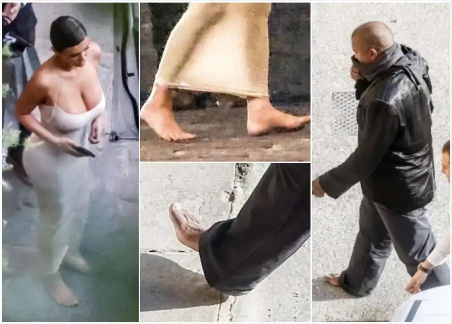 kanye west bianca censori a piedi nudi a firenze