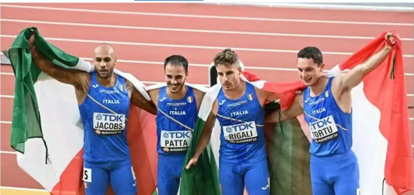 marcell jacobs, lorenzo patta, roberto rigali e filippo tortu 