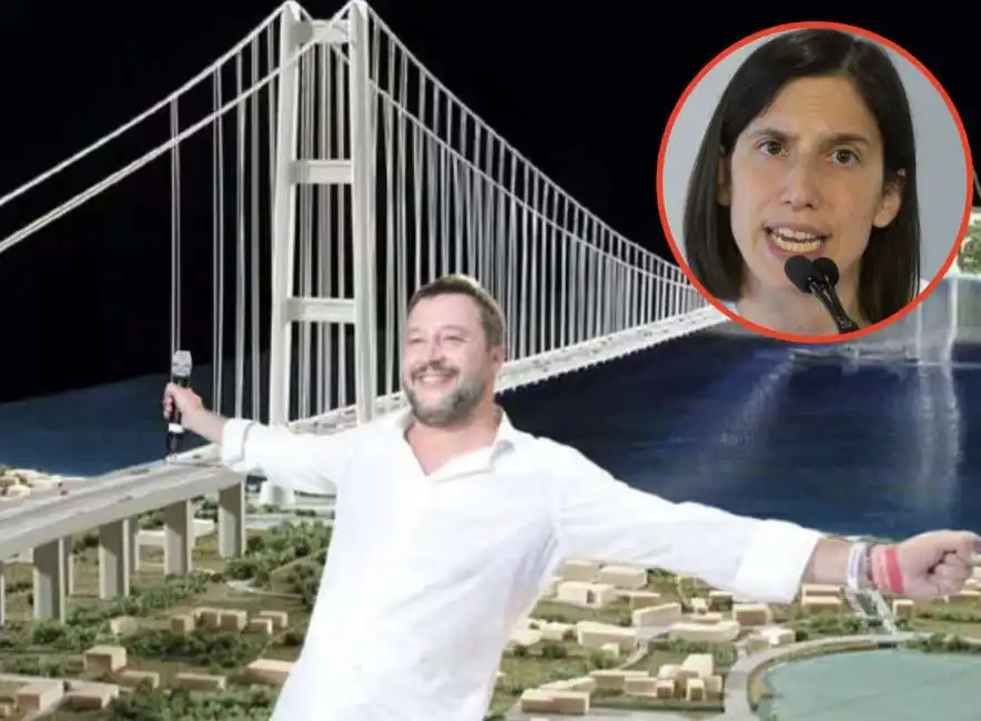 matteo salvini elly schlein ponte sullo stretto di messina 