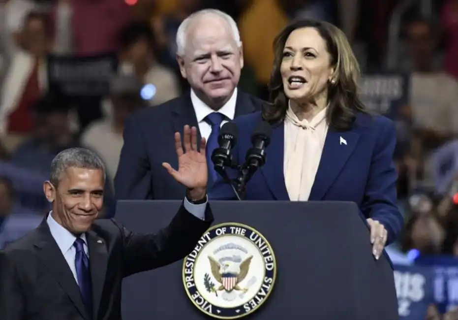 barack obama tim walz kamala harris 