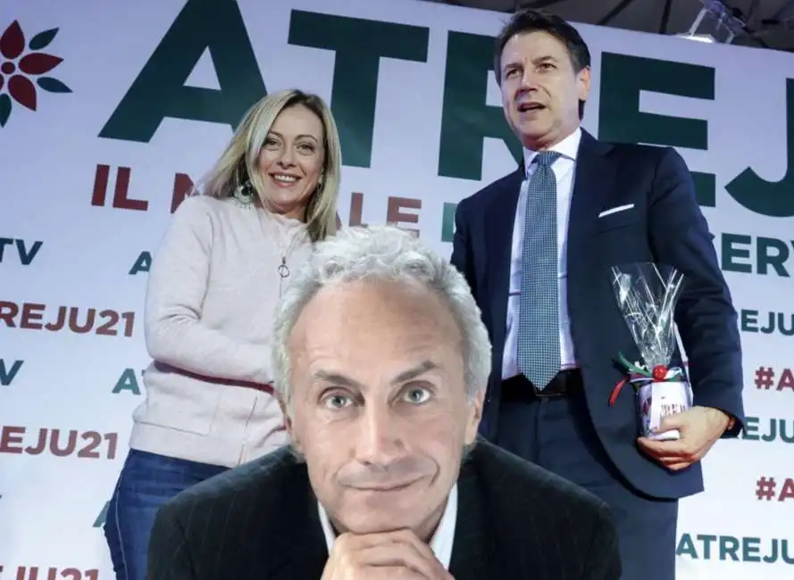 giorgia meloni marco travaglio giuseppe conte 