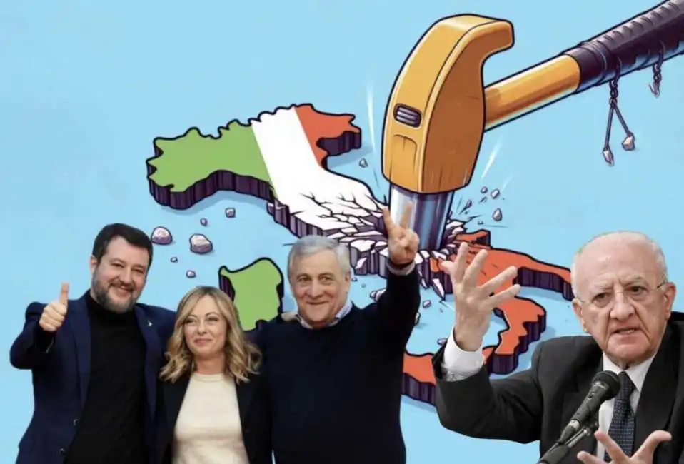 matteo salvini antonio tajani giorgia meloni autonomia vincenzo de luca 