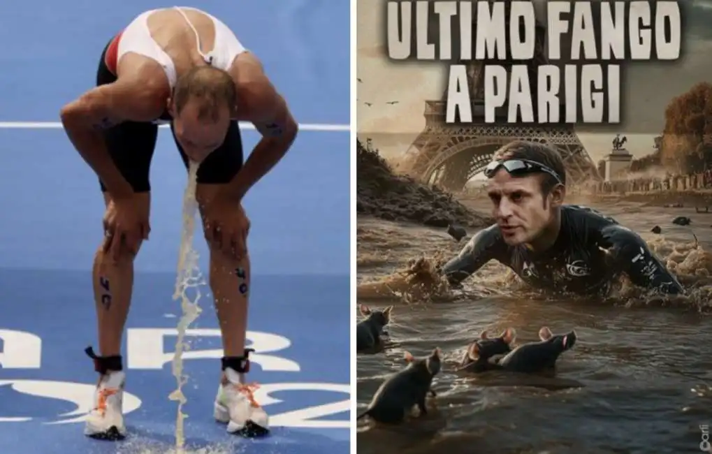 parigi 2024 ultimo fango a parigi senna fiume olimpiadi vomito escherichia coli  emmanuel macron