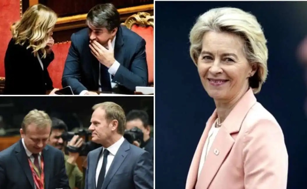 ursula von der leyen donald tusk raffaele fitto giorgia meloni piotr serafin