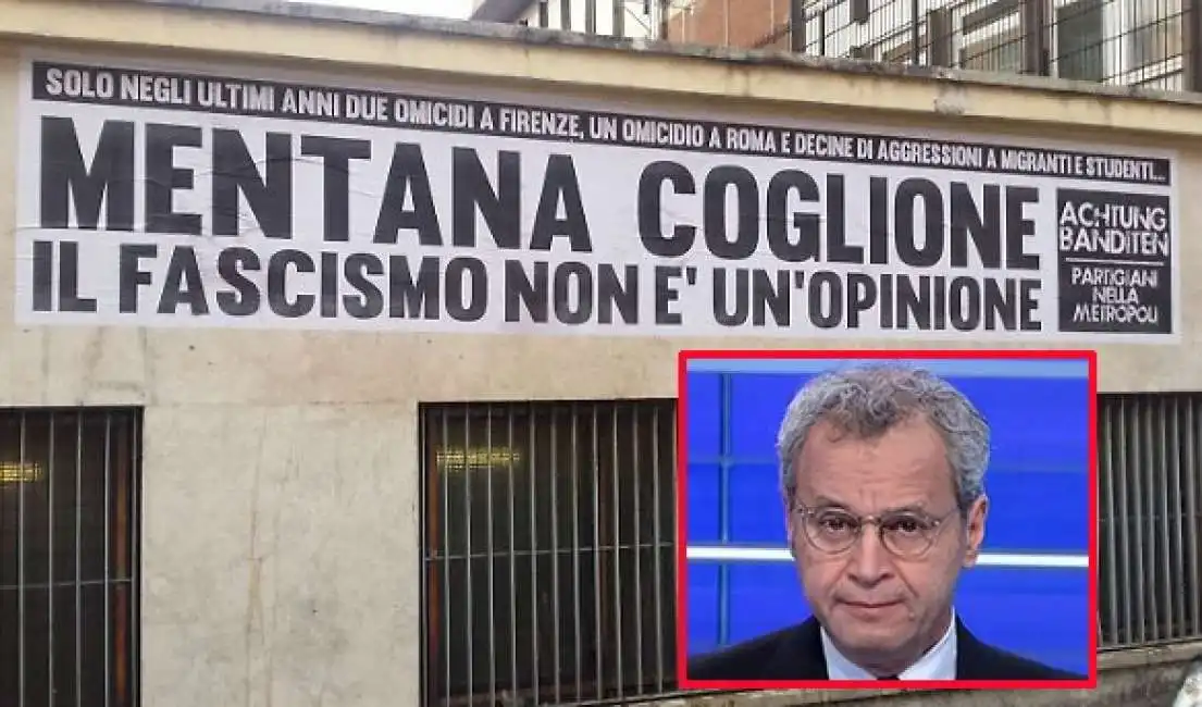 enrico mentana striscione