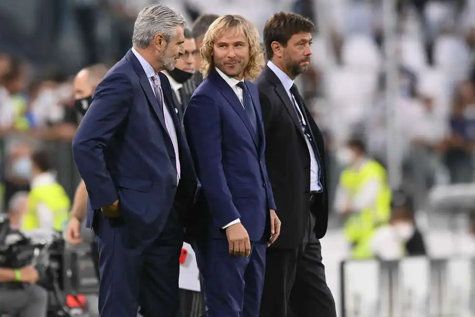 andrea agnelli con maurizio arrivabene e pavel nedved