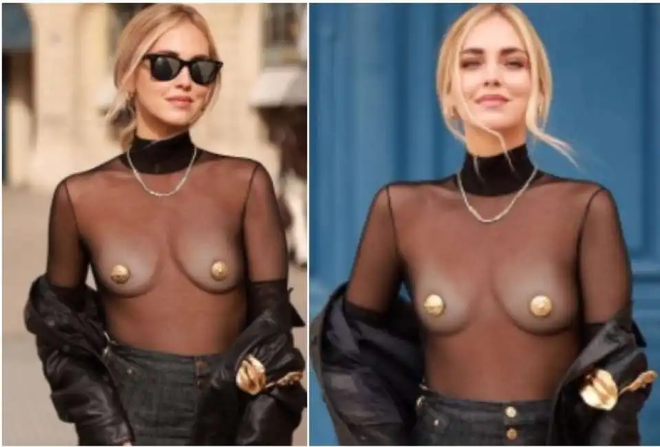 chiara ferragni con i capricapezzoli d'oro