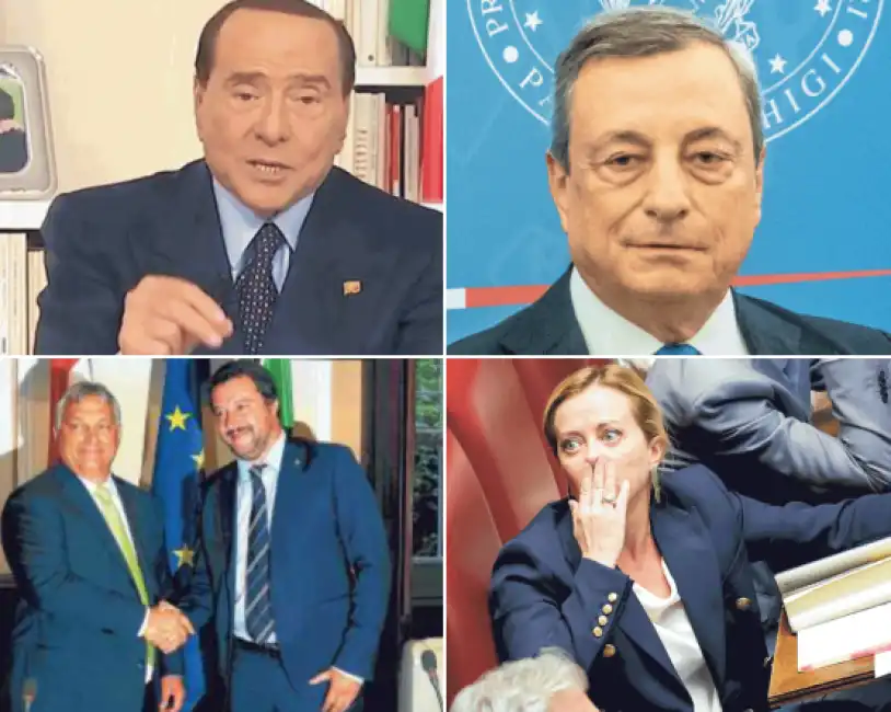 berlusconi draghi meloni salvini orban