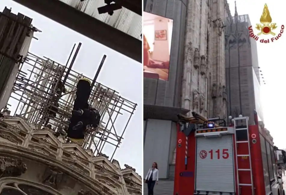 duomo milano pompieri salvano turista