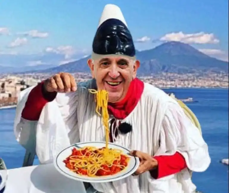 papa francesco bergoglio napoli pulcinella