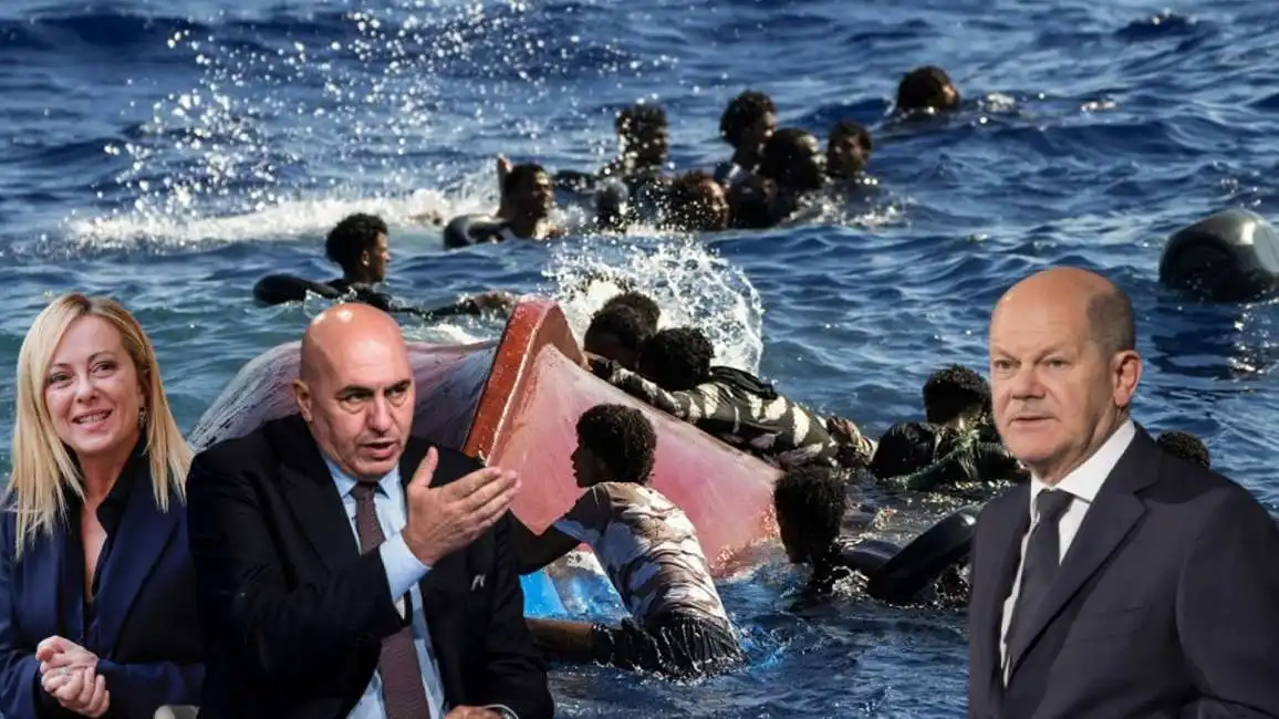 migranti lampedusa guido crosetto giorgia meloni olaf scholz