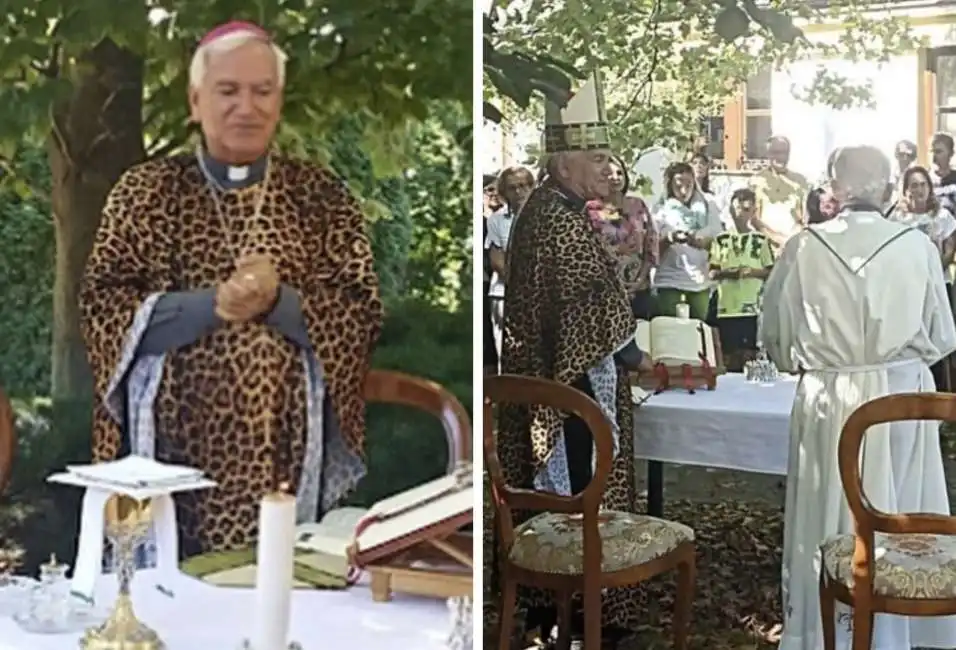  monsignor nicola girasoli con la sua casula leopardata