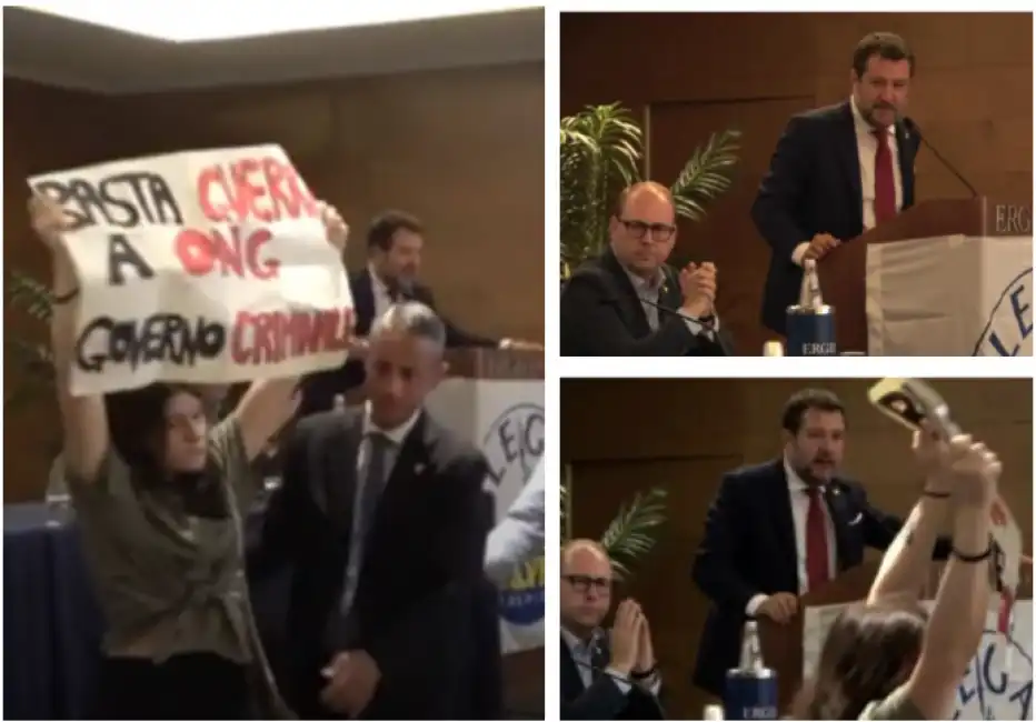 salvini contestato hotel ergife roma