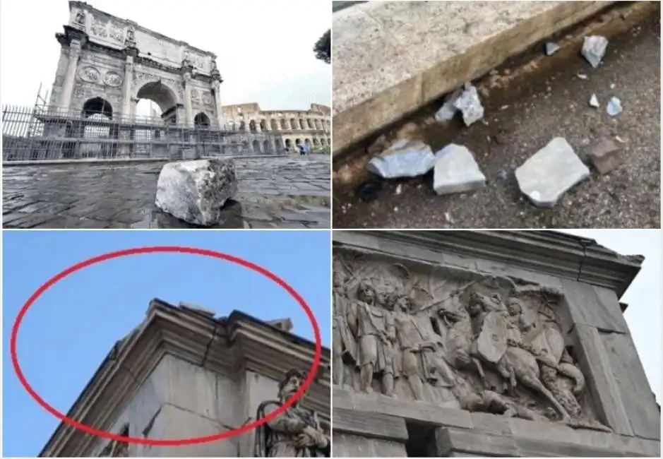 arco di costantino danneggiato da un fulmine