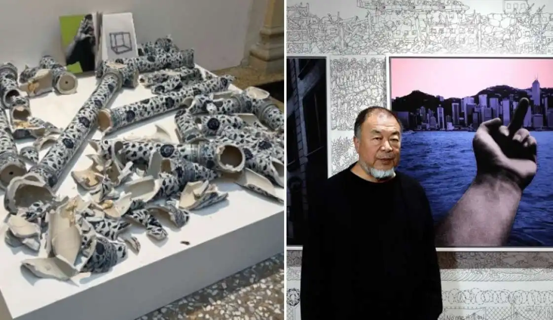 opera di ai weiwei distrutta da un vandalo a bologna