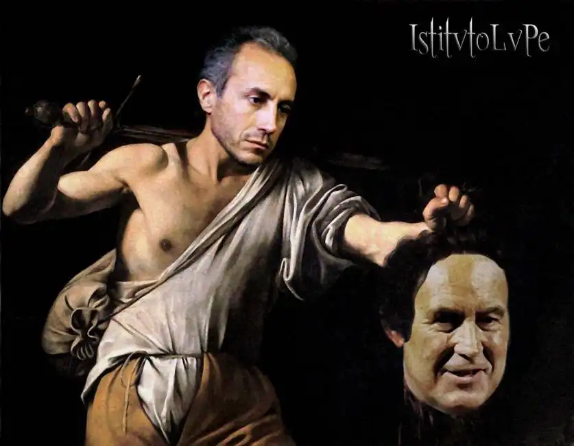 travaglio con la testa di santoro